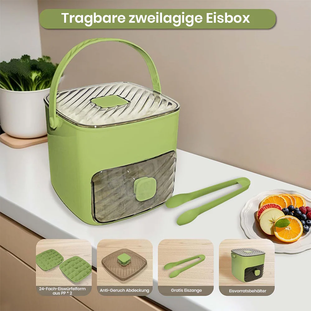 🔥Sommer-Sonderangebot 50 % Rabatt🧊Tragbarer Eisbereiter mit Deckel und Aufbewahrungsbox (48 Eiswürfel). - Image 11