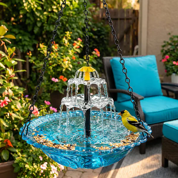 🔥💐 FRÜHLINGSTAG SALE - 50 % RABATT ⚡ ÜBER 50.000 VERKAUFT! 🐦 Solar Hänge-Vogelbad – Brunnen oder Vogelfutterspender - Image 5