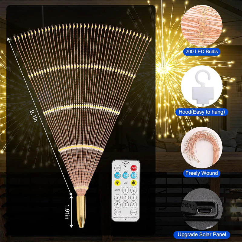 🔥Solange der Vorrat reicht 40 % Rabatt!🎉Solar-Feuerwerks-Lichterkette für Garten und Partys - Image 6
