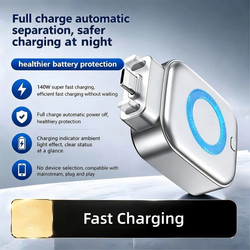🌞Frühlingserwachen: 50% Rabatt!⚡140W Super-Schnellladegerät mit KI automatischer Abschaltung – USB-C PD3.1 – Intelligenter Batterieschutz – Universell für iPhone, MacBook & Tablets - Image 3