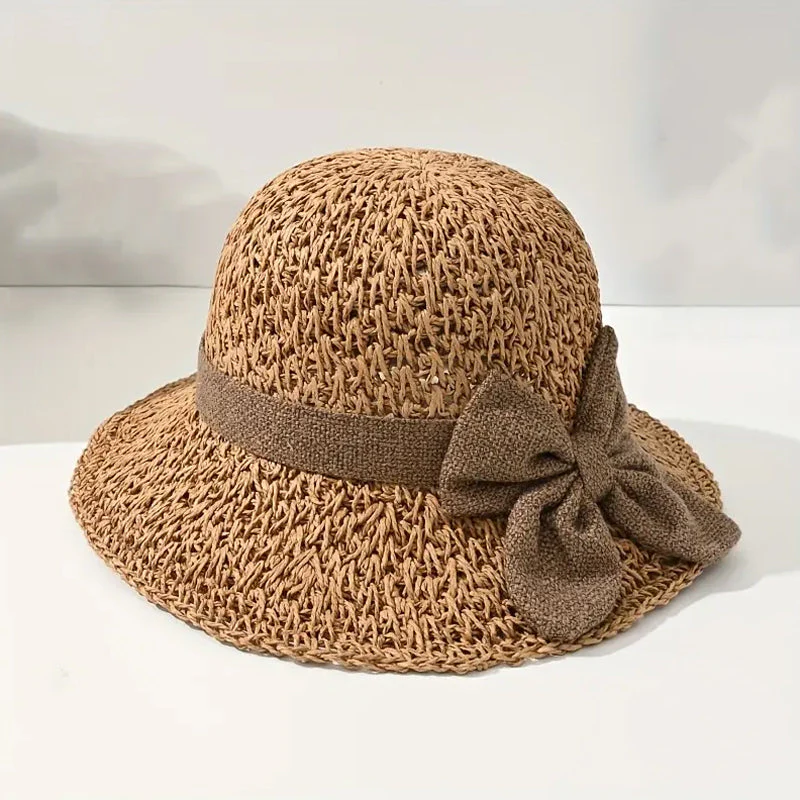 🌷 Frühling/Sommer Neuheit! Eleganter Strohhut mit Stoffschleife | Luftige Webstruktur, weich & verstellbar 👒✨ - Image 10