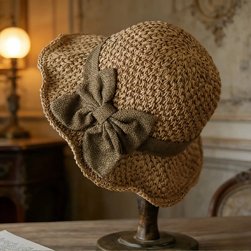 🌷 Frühling/Sommer Neuheit! Eleganter Strohhut mit Stoffschleife | Luftige Webstruktur, weich & verstellbar 👒✨ - Image 2