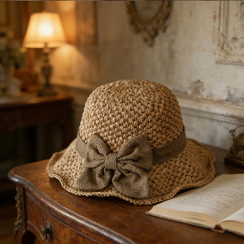 🌷 Frühling/Sommer Neuheit! Eleganter Strohhut mit Stoffschleife | Luftige Webstruktur, weich & verstellbar 👒✨ - Image 3