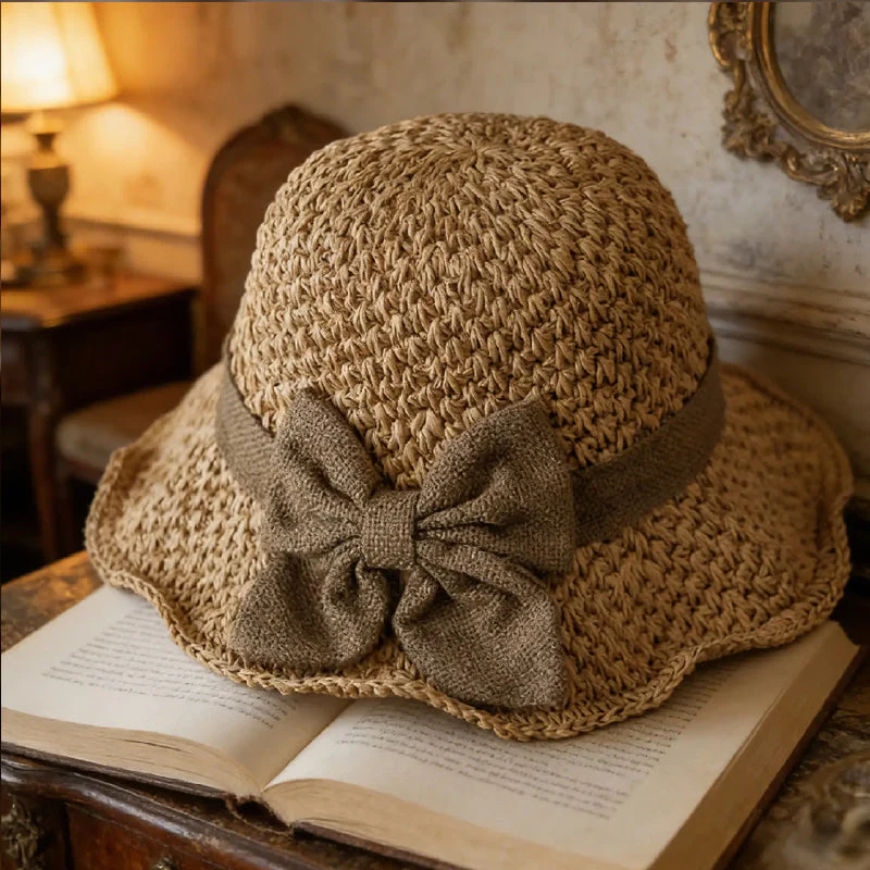 🌷 Frühling/Sommer Neuheit! Eleganter Strohhut mit Stoffschleife | Luftige Webstruktur, weich & verstellbar 👒✨ - Image 4