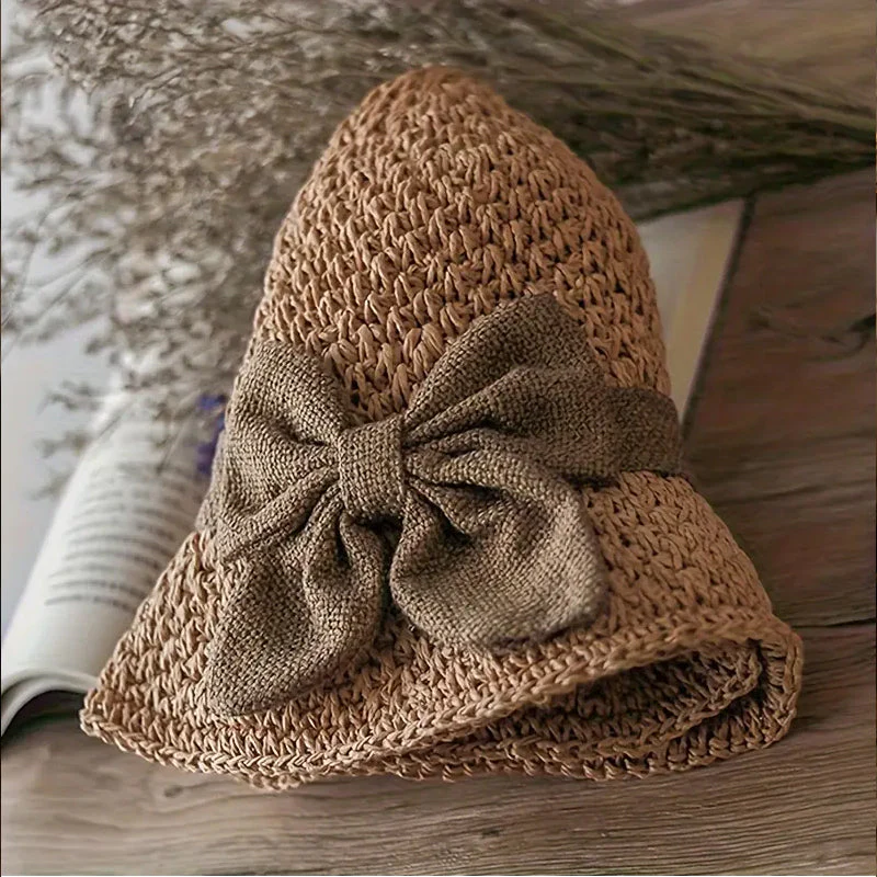 🌷 Frühling/Sommer Neuheit! Eleganter Strohhut mit Stoffschleife | Luftige Webstruktur, weich & verstellbar 👒✨ - Image 5