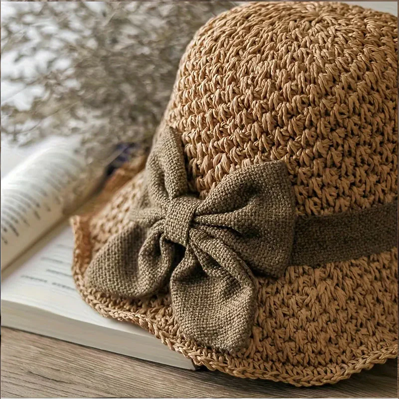 🌷 Frühling/Sommer Neuheit! Eleganter Strohhut mit Stoffschleife | Luftige Webstruktur, weich & verstellbar 👒✨ - Image 7