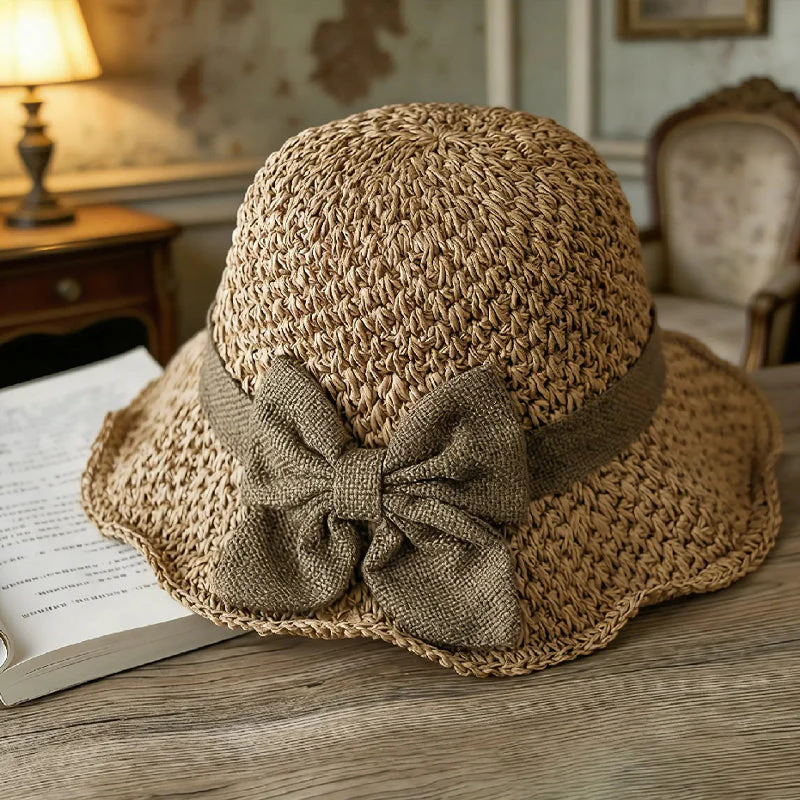 🌷 Frühling/Sommer Neuheit! Eleganter Strohhut mit Stoffschleife | Luftige Webstruktur, weich & verstellbar 👒✨ - Image 8
