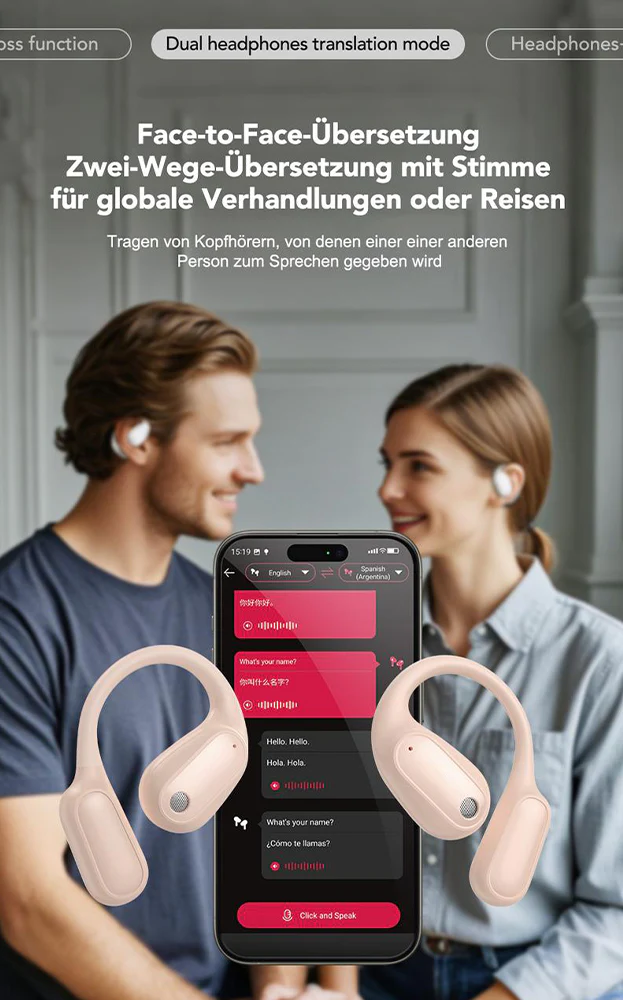 🌐Ki Übersetzungs-Kopfhörer – Echtzeit-Übersetzung in 156 Sprachen mit App🗣️, Bluetooth 6.0, Kabellose Earbuds für Musik & Anrufe, IPX5 Wasserdicht, Lange Akkulaufzeit⚡🔋-Remifa® - Image 3