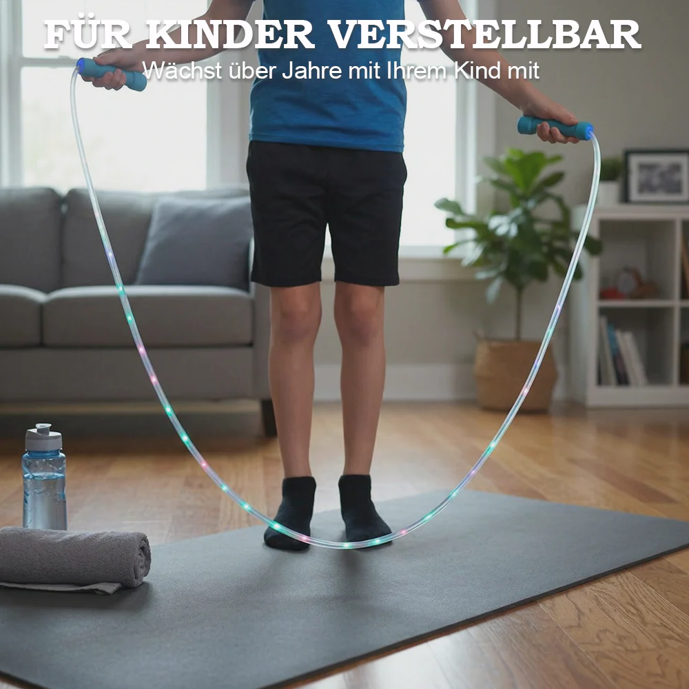 🕹️ KAUFE 2, ERHALTE 1 GRATIS! 🎉 LED-Leuchtseil zum Springen – 3 Lichtmodi, Verstellbare Länge & Rutschfester Griff ✨📦-Remifa® - Image 3