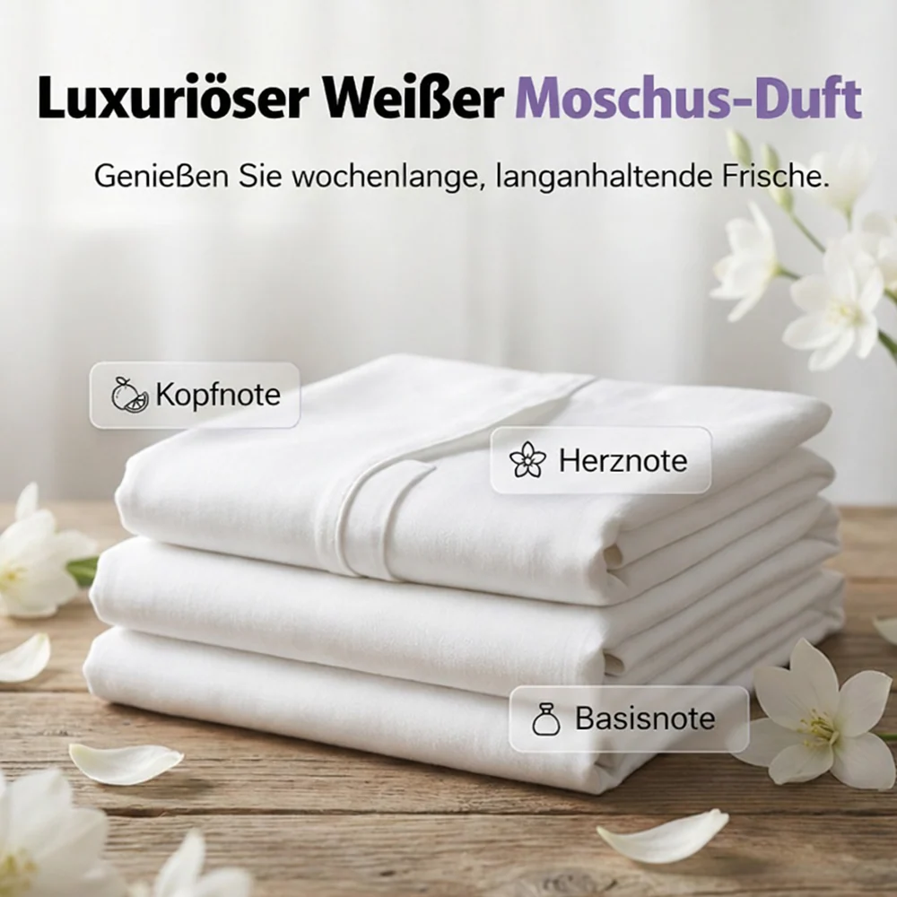 🌸🧺 5-in-1 Waschmittelkapseln mit weißem Moschus – entfernt Flecken & schont Fasern ✨💧 80 Stück, langanhaltend frisch, ideal für Haushalt & Reise. - Image 4