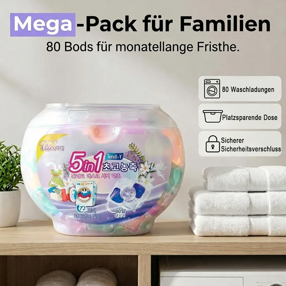 🌸🧺 5-in-1 Waschmittelkapseln mit weißem Moschus – entfernt Flecken & schont Fasern ✨💧 80 Stück, langanhaltend frisch, ideal für Haushalt & Reise. - Image 9