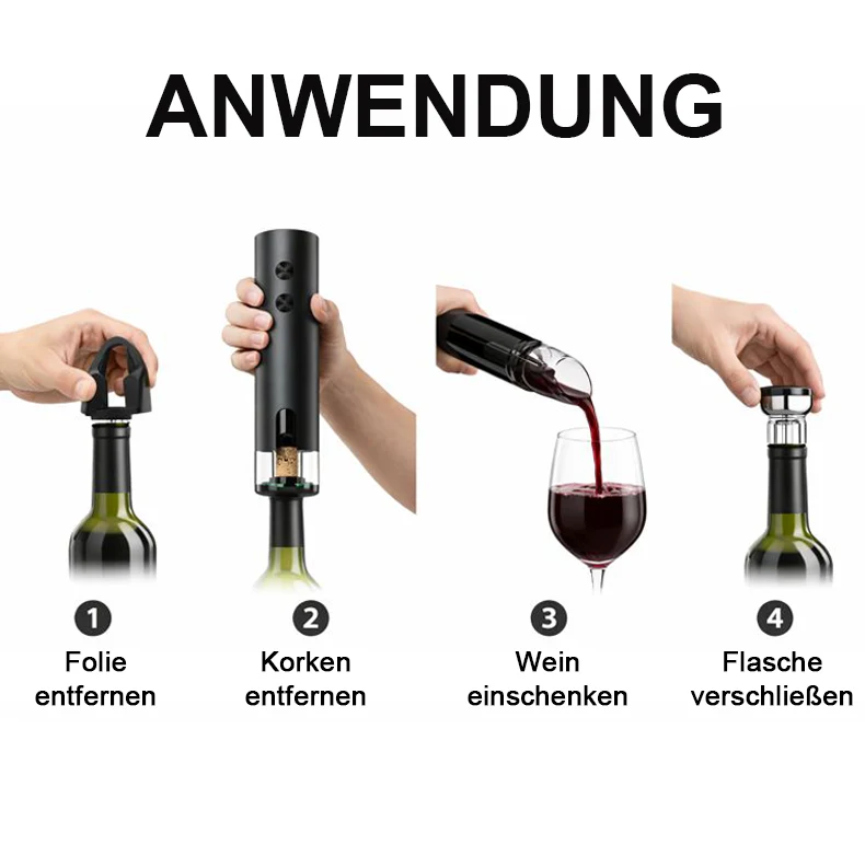 🎉Neujahrsdeal! 50% Rabatt✨automatischer elektrischer Weinöffner – ein-Knopf Bedienung, USB-aufladbar, leise & kraftvoll, öffnet Flaschen mühelos für Zuhause & Partys -Remifa® - Image 8