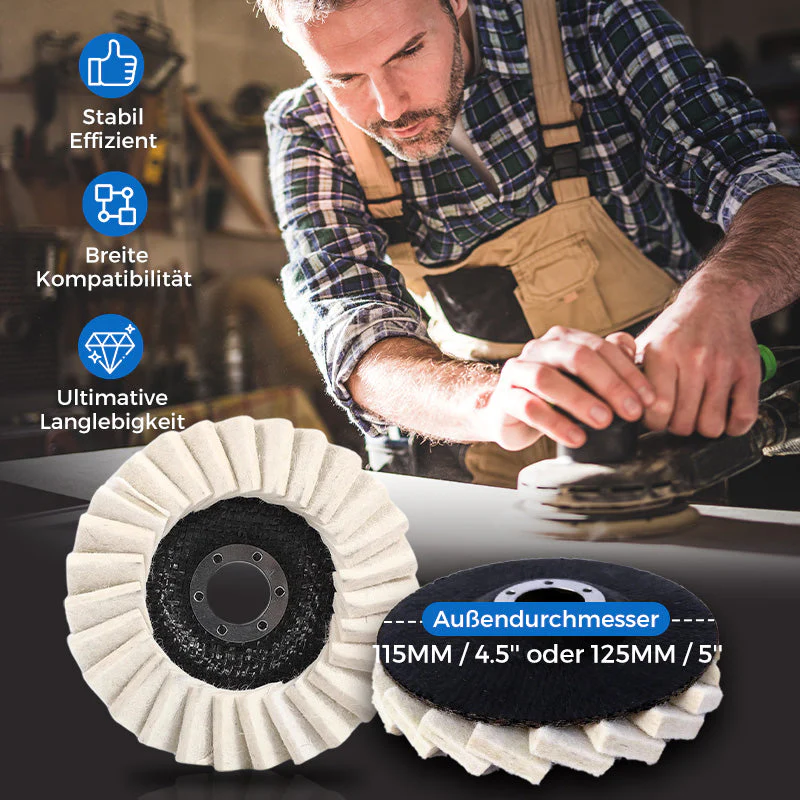 ⚡50 % RABATT !!✨ Wollpolierscheibe für Winkelschleifer – Hochglanz-Spiegelfinish! Langlebig Vielseitig! 🔧