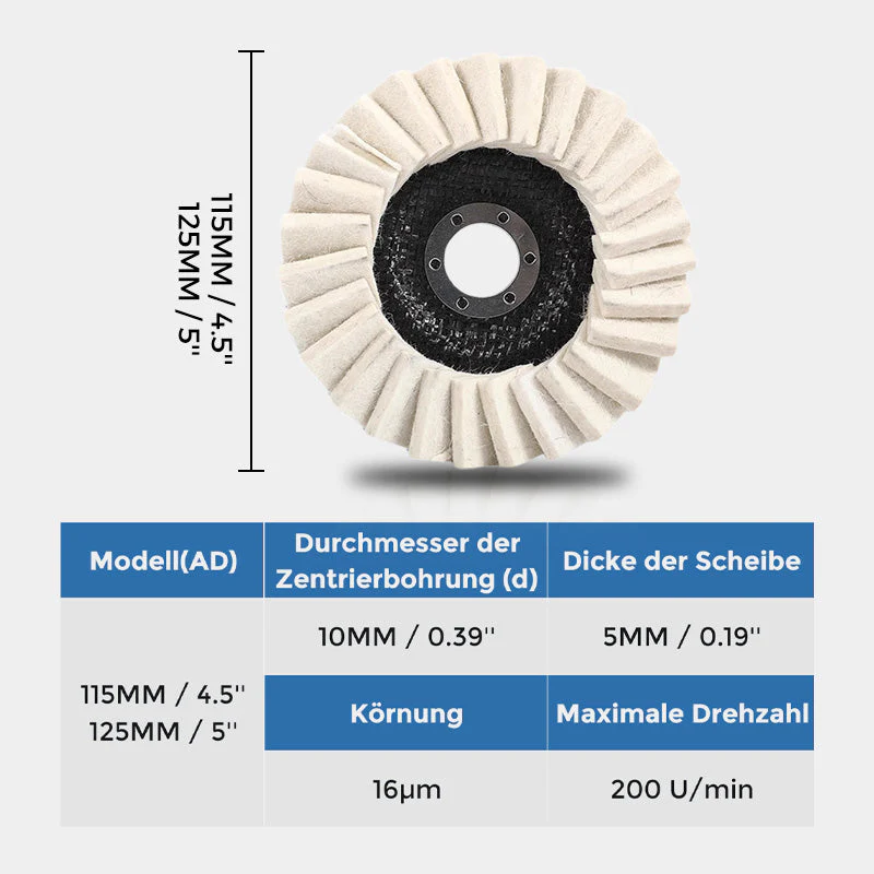 ⚡50 % RABATT !!✨ Wollpolierscheibe für Winkelschleifer – Hochglanz-Spiegelfinish! Langlebig Vielseitig! 🔧 - Image 8